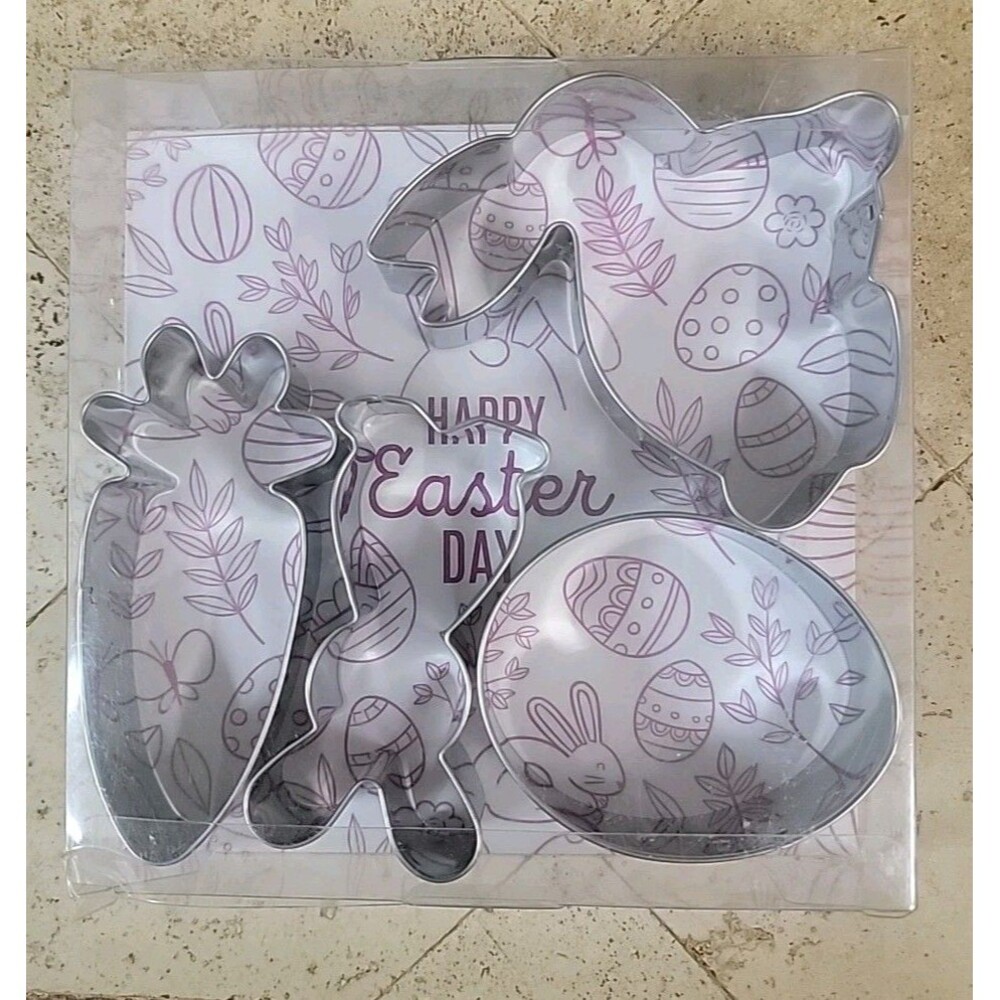 Easter Cookie Cutters 4 PCS, 3'' to 3.5'', Bunny, Egg, Carrot